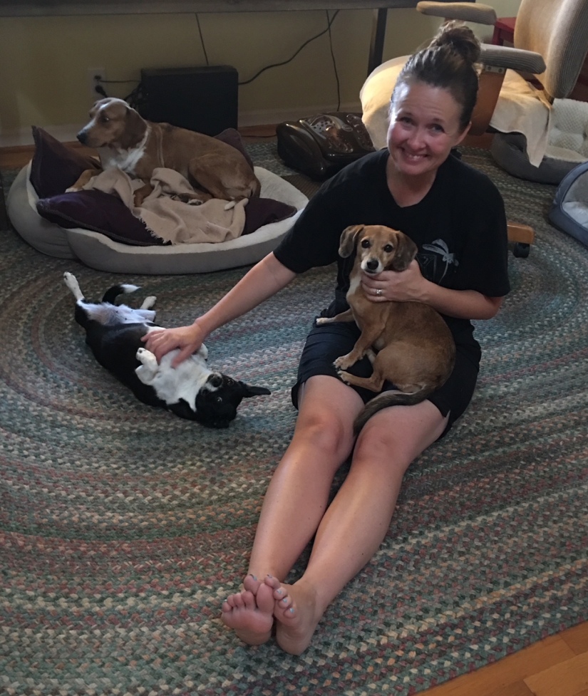 lisa with melanies dogs